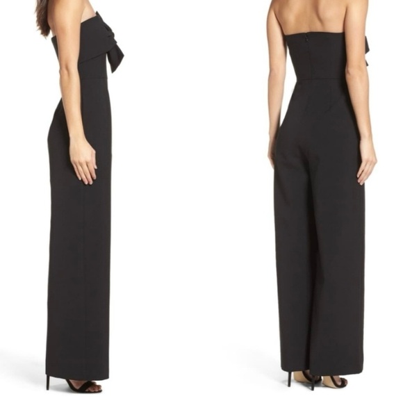 CHELSEA 28 Black Strapless Jumpsuit Romper Onesie Knot Detail Size 4 - Picture 7 of 14